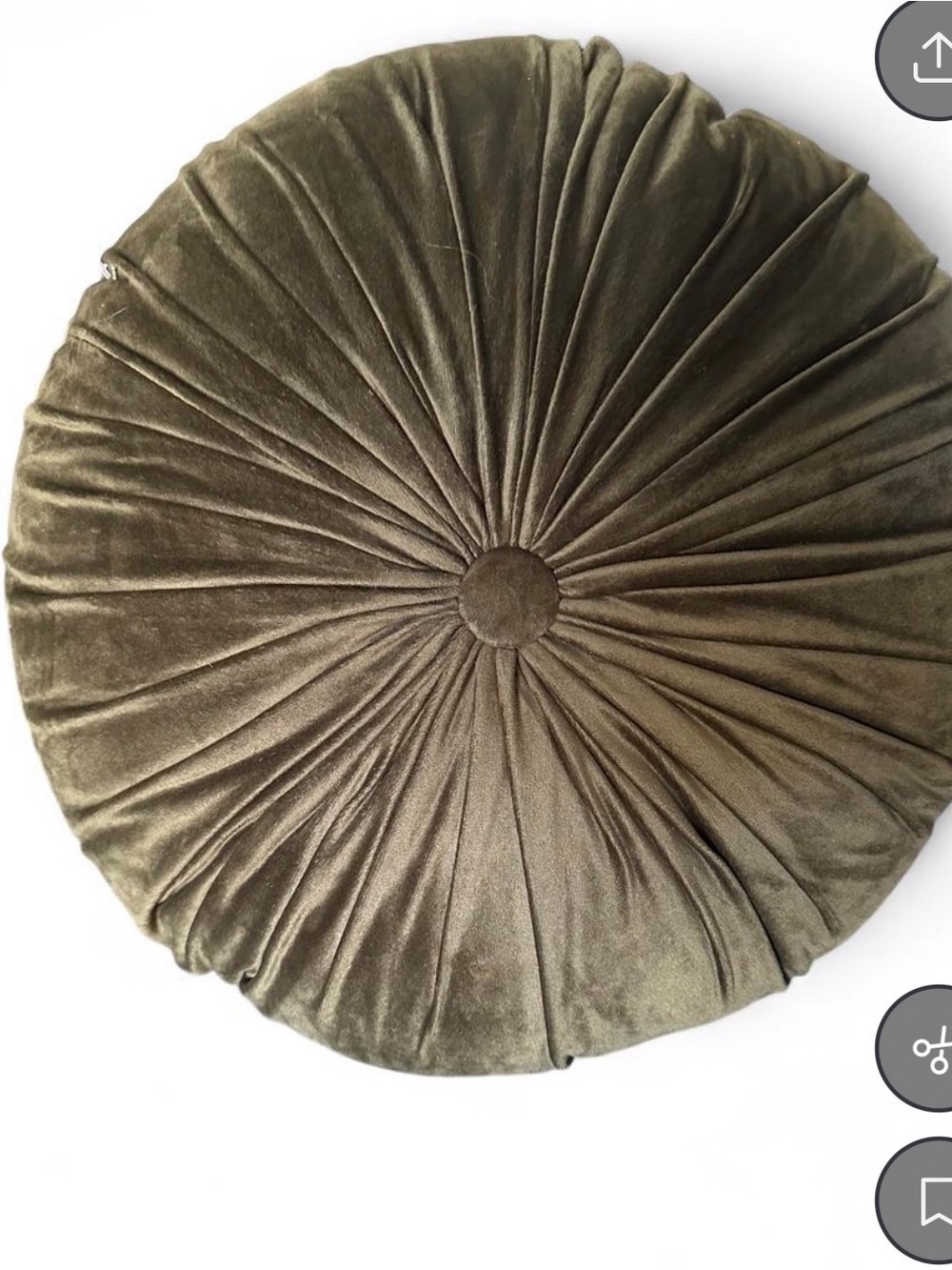 Round Olive Velvet Tufted Accent Pillow -
